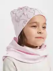 Пудровый шапка со снудом, для девочки