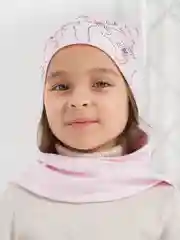 Пудровый шапка со снудом, для девочки