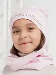 Пастельно-коралловый шапка со снудом, для девочки