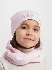 Пастельно-коралловый шапка со снудом, для девочки