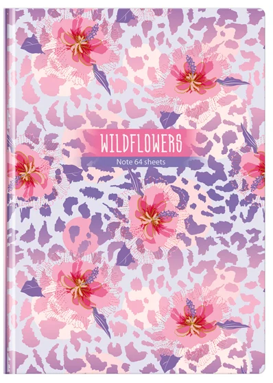 Розовый бизнес-блокнот BG "Floral wild", А5, 64 листа, матовая ламинация, скругленные уголки