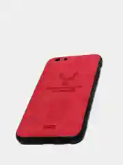 Красный дизайнерский чехол на iPhone с оленем