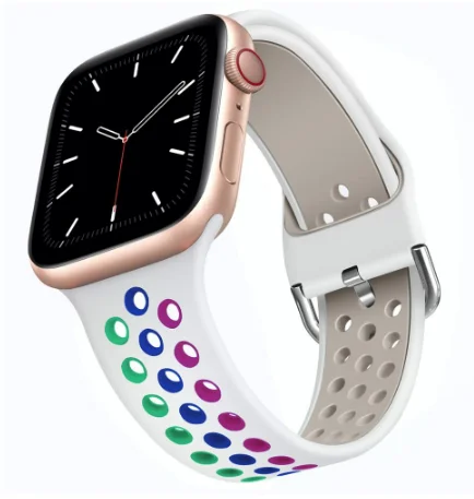 Молочный спортивный силиконовый ремешок для Apple Watch SE, 7, 6, 5, 4, 3, 2, 1