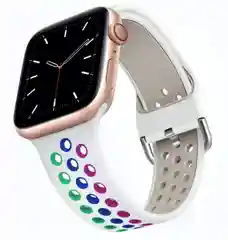 Молочный спортивный силиконовый ремешок для Apple Watch SE, 7, 6, 5, 4, 3, 2, 1