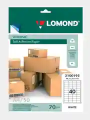 Этикетки самоклеящиеся LOMOND, 40 штук, 48,5 х 25,4 мм на А4, белая матовая бумага