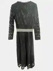 Платье-халат женское, из гипюра, черное