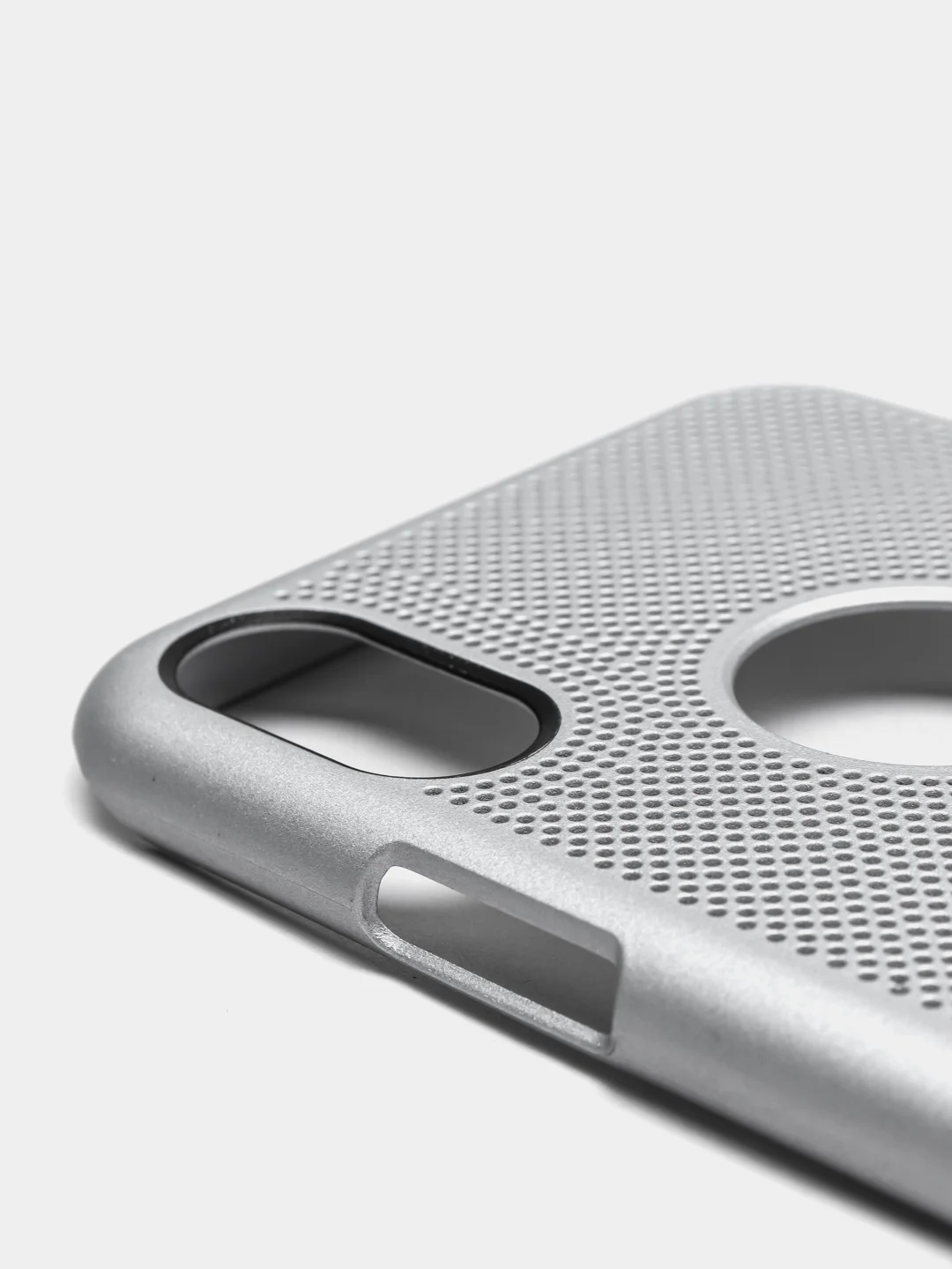 Серебряный iphone X / XS чехол пластиковый с перфорацией