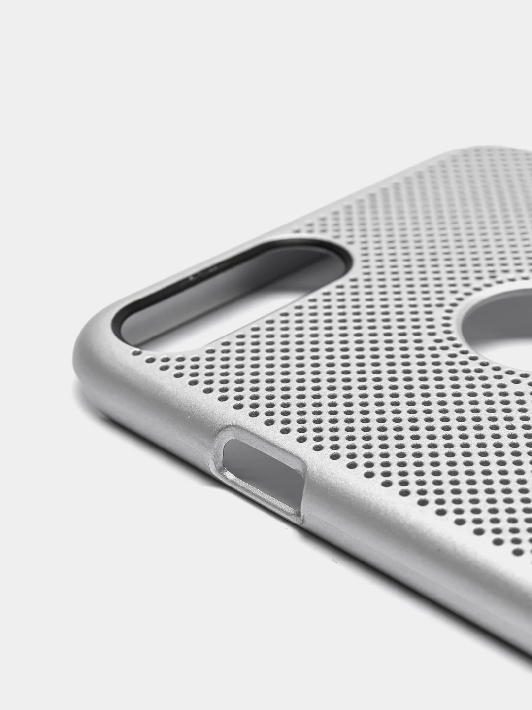 Серебряный iphone 7+ / 8 Plus чехол пластиковый с перфорацией