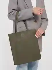 Оливковый сумка шопер из натуральной кожи
