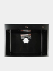 Мойка кухонная GERHANS K36045B, врезная, 600 х 450 х 220 мм, толщина 1,0 мм, с сифоном