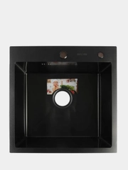 Мойка кухонная AFLORN AF95050F, врезная, 3,0 и 0,8 мм, 50 х 50 х 20 см, с сифоном, графит