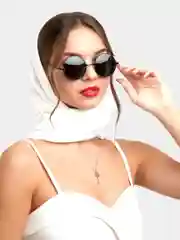 Алый очки солнцезащитные, круглые, капельки, женские