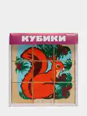 Кубики детские "Животные леса", 9 штук