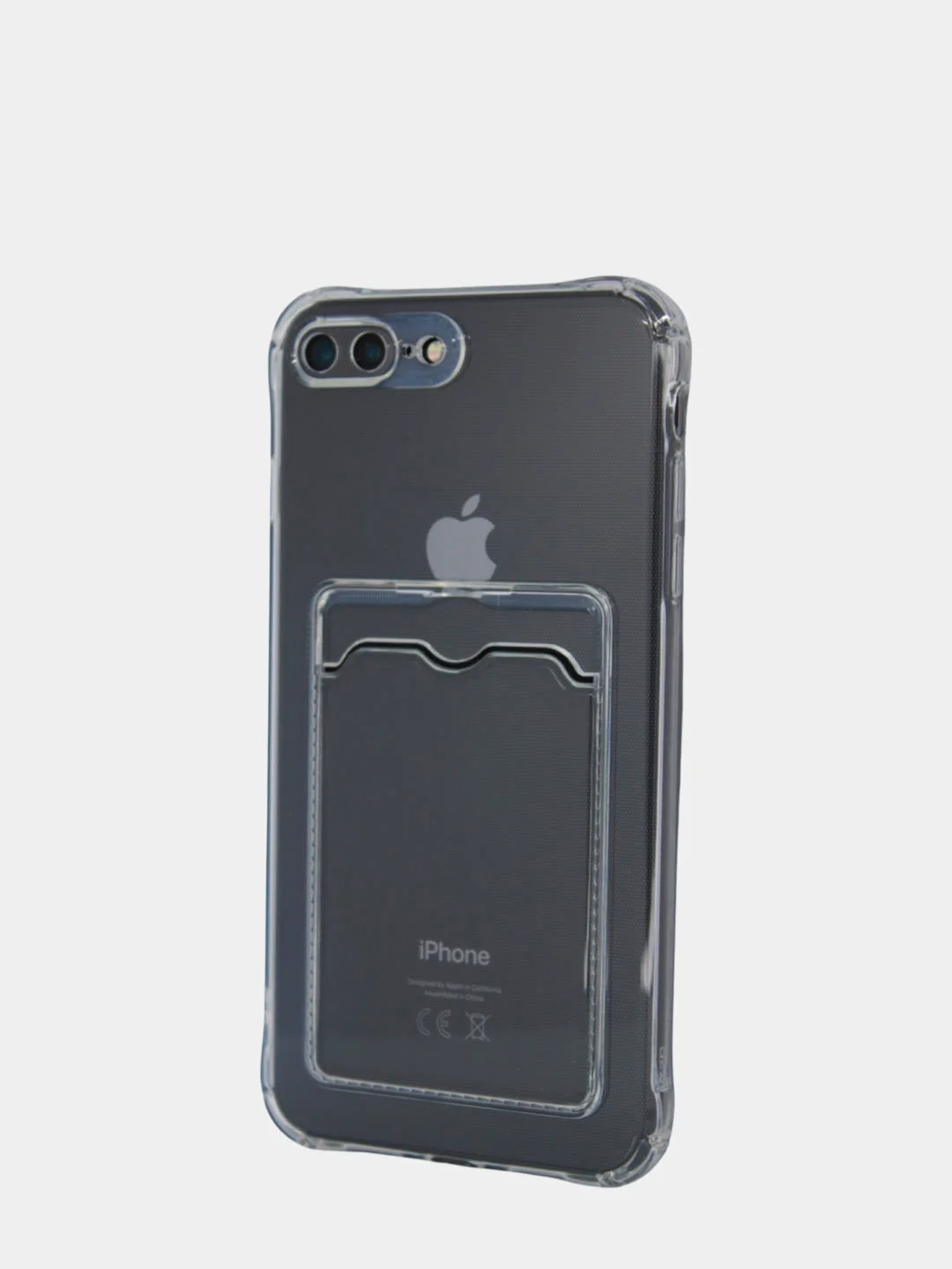 Прозрачный чехол силиконовый с карманом на iPhone 7/8 Plus, 11, 12, 13, Pro, Pro Max