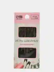 Иглы швейные, d = 0,78 мм, 3,5 - 4,2 см, с золотым ушком, самовдеваемые, 12 штук