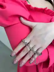 Серебряный двойное кольцо женское на цепи
