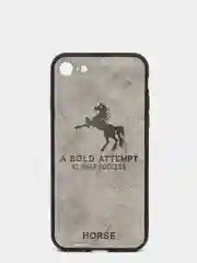 Серый дизайнерский чехол на iPhone с конем