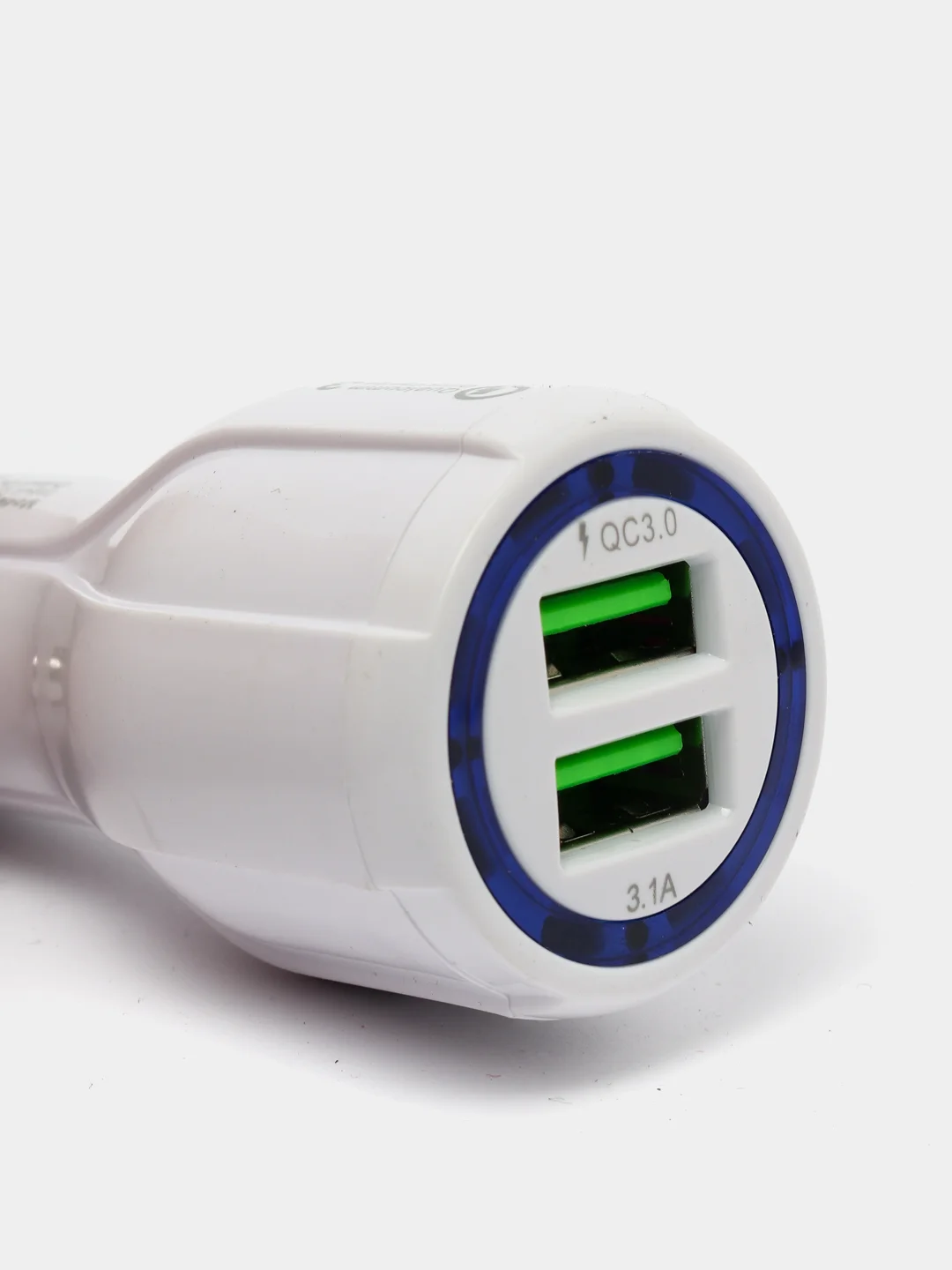 Белый автомобильное зарядное устройство 2 PORT CC512 Micro с 2 USB выходами и кабелем  подсветка