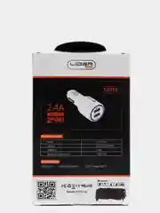 Белый автомобильное зарядное устройство 2 PORT CC512 Micro с 2 USB выходами и кабелем  подсветка