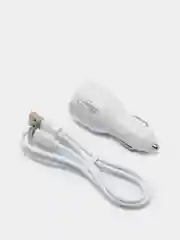 Белый автомобильное зарядное устройство 2 PORT CC512 Micro с 2 USB выходами и кабелем  подсветка