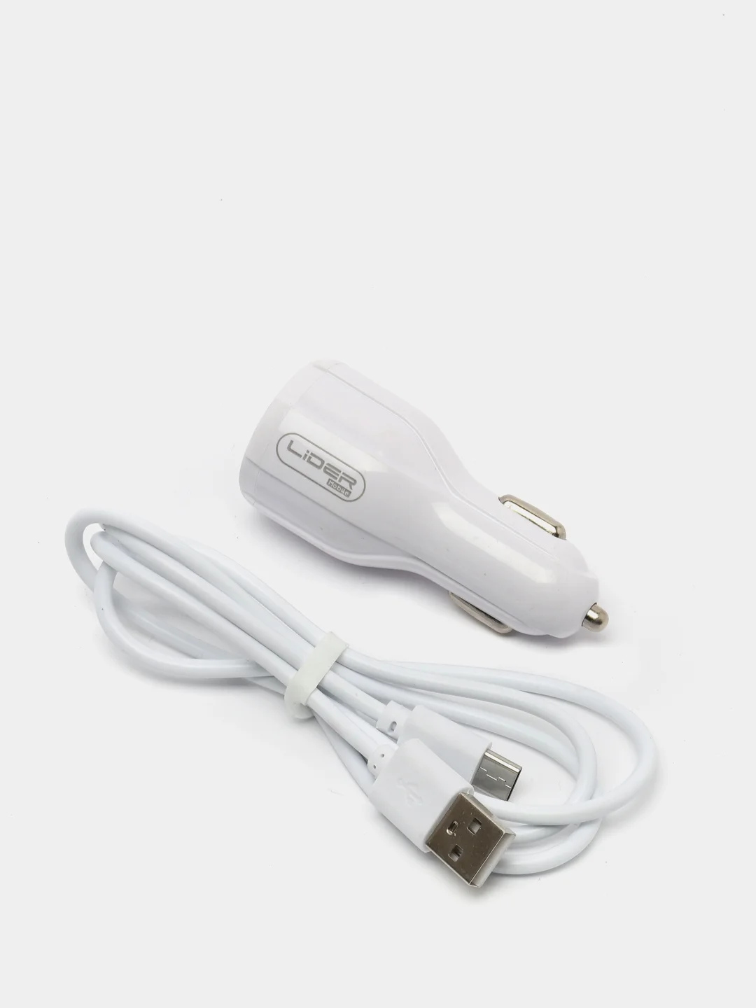 Бежевый меланж автомобильное зарядное устройство 2 PORT CC512 Micro с 2 USB выходами и кабелем  подсветка