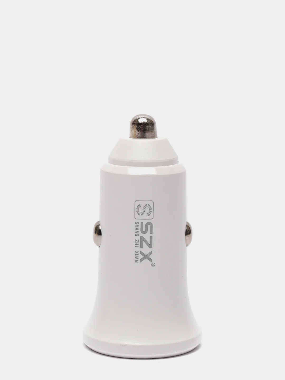 Белый автомобильное зарядное устройство SZX, 2 USB выхода, 2.4А, 2 цвета