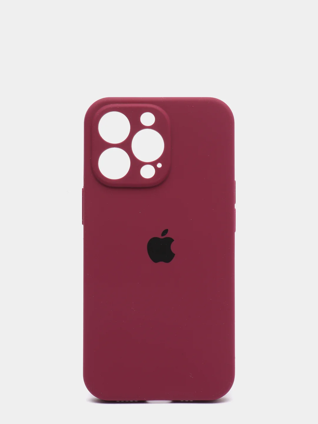 Багровый чехол Silicone Case для iPhone 13 Pro, с защитой камеры, закрытый низ