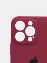 Багровый чехол Silicone Case для iPhone 13 Pro, с защитой камеры, закрытый низ