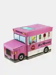 Розовый короб для хранения игрушек "Автобус"
