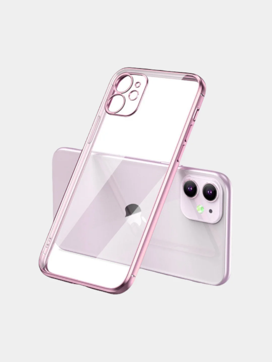 Розовый чехол прозрачный силиконовый для iPhone XR, 11, 11 Pro, 12 mini, 12, 12 Pro