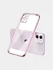 Розовый чехол прозрачный силиконовый для iPhone XR, 11, 11 Pro, 12 mini, 12, 12 Pro