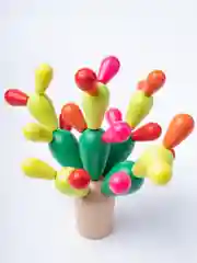 Розовый деревянный балансир Кактус