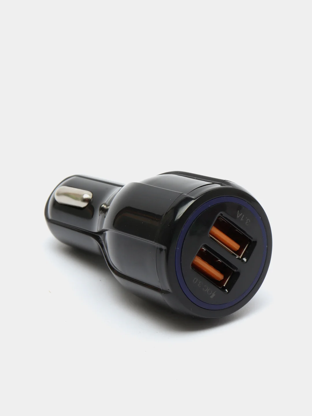 Черный автомобильное зарядное устройство на 2 USB разъема (3,0А-3,1А), Быстрая зарядка
