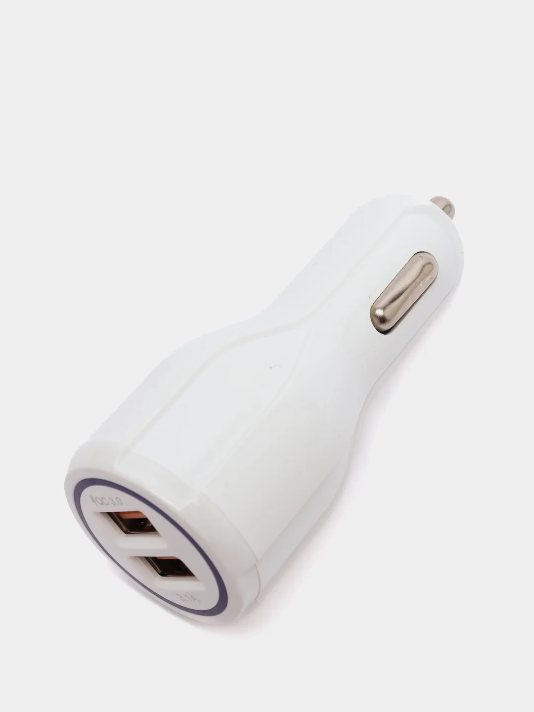 Белый автомобильное зарядное устройство на 2 USB разъема (3,0А-3,1А), Быстрая зарядка