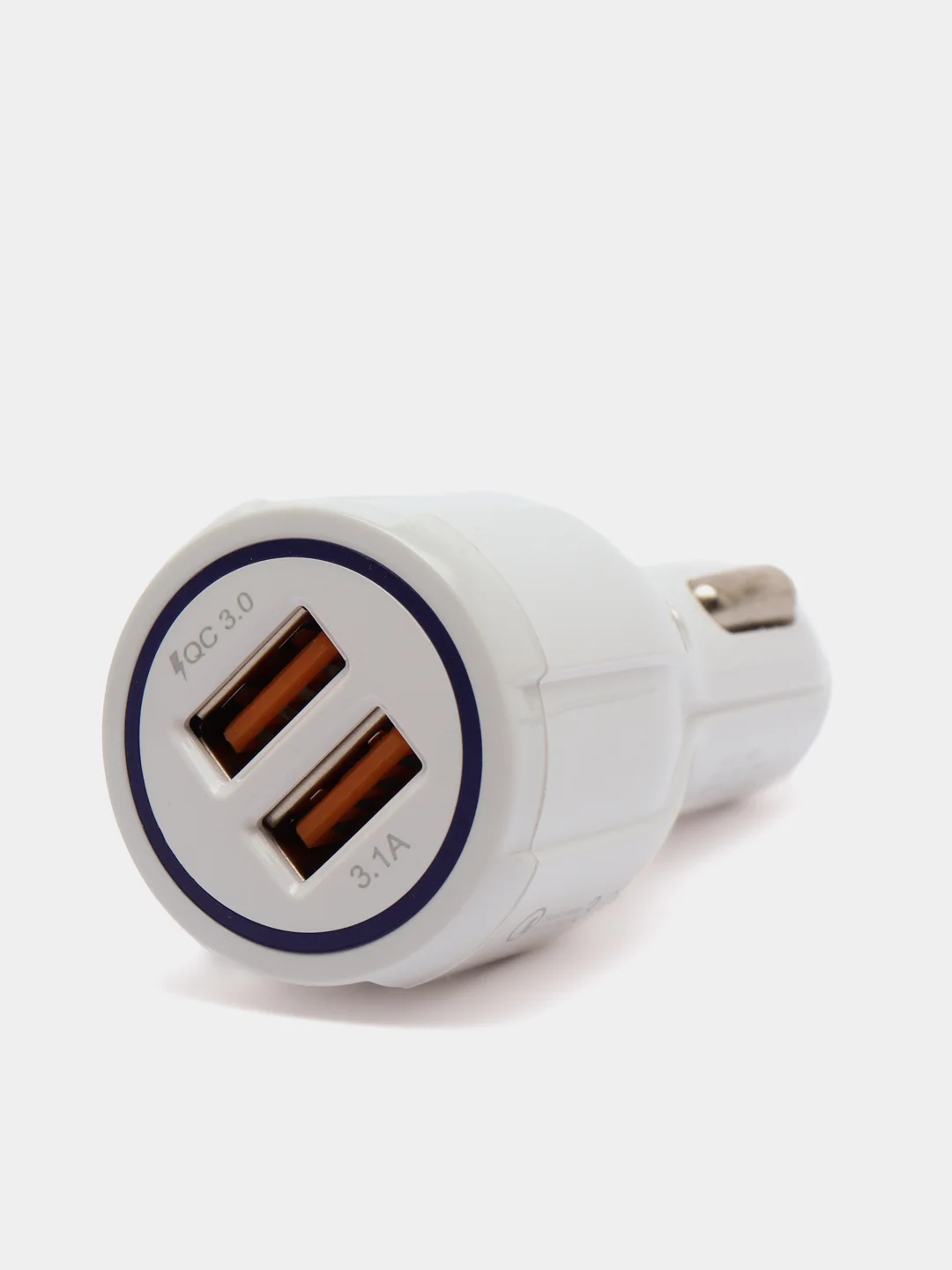 Белый автомобильное зарядное устройство на 2 USB разъема (3,0А-3,1А), Быстрая зарядка