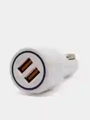 Белый автомобильное зарядное устройство на 2 USB разъема (3,0А-3,1А), Быстрая зарядка