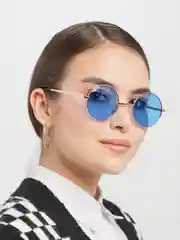 Голубой солнцезащитные очки круглые унисекс