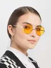Желтый солнцезащитные очки круглые унисекс