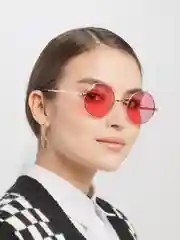 Розовый солнцезащитные очки круглые унисекс