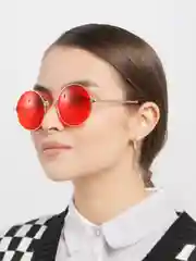 Красный солнцезащитные очки круглые унисекс