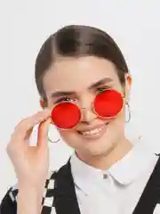 Красный солнцезащитные очки круглые унисекс