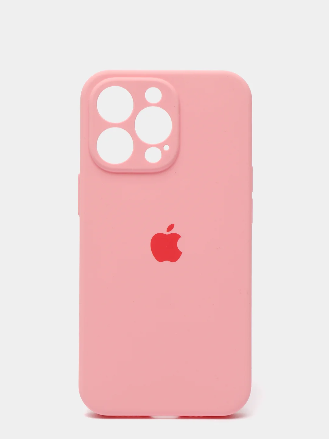 Розовый чехол Silicone Case для iPhone 13 Pro, с защитой камеры, закрытый низ
