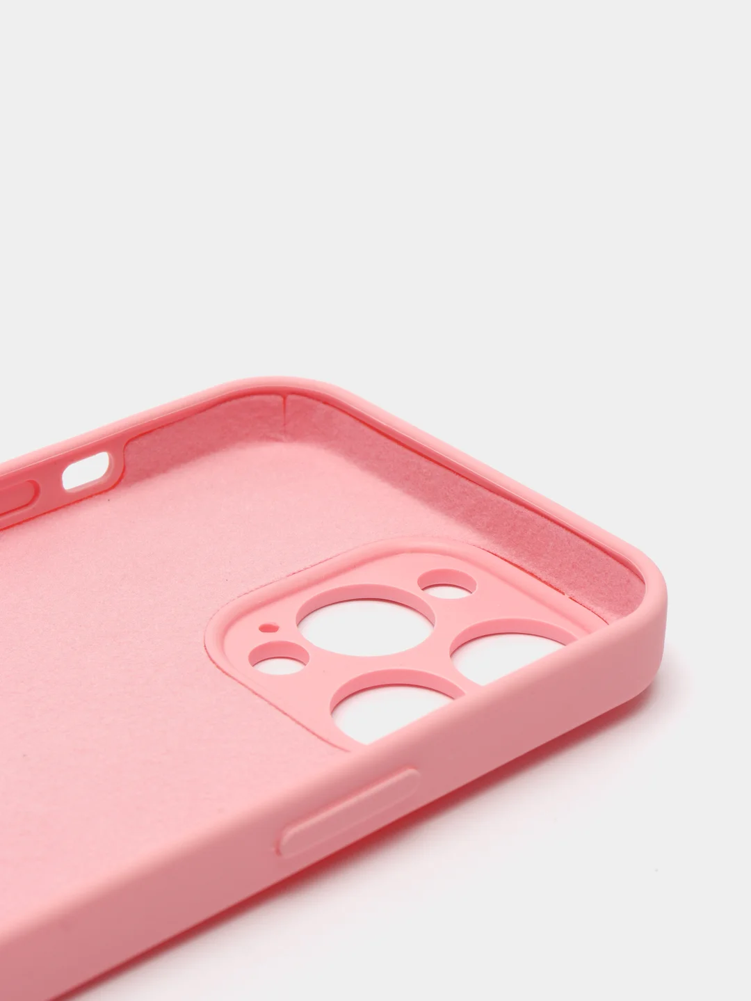 Розовый чехол Silicone Case для iPhone 13 Pro, с защитой камеры, закрытый низ
