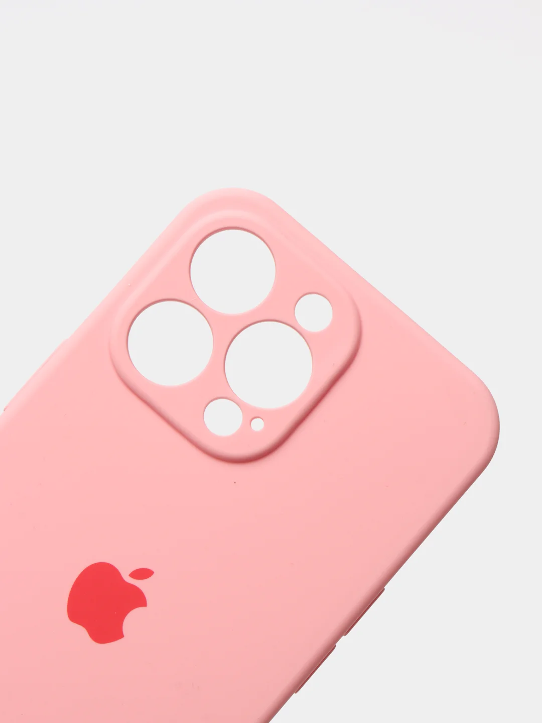 Розовый чехол Silicone Case для iPhone 13 Pro, с защитой камеры, закрытый низ