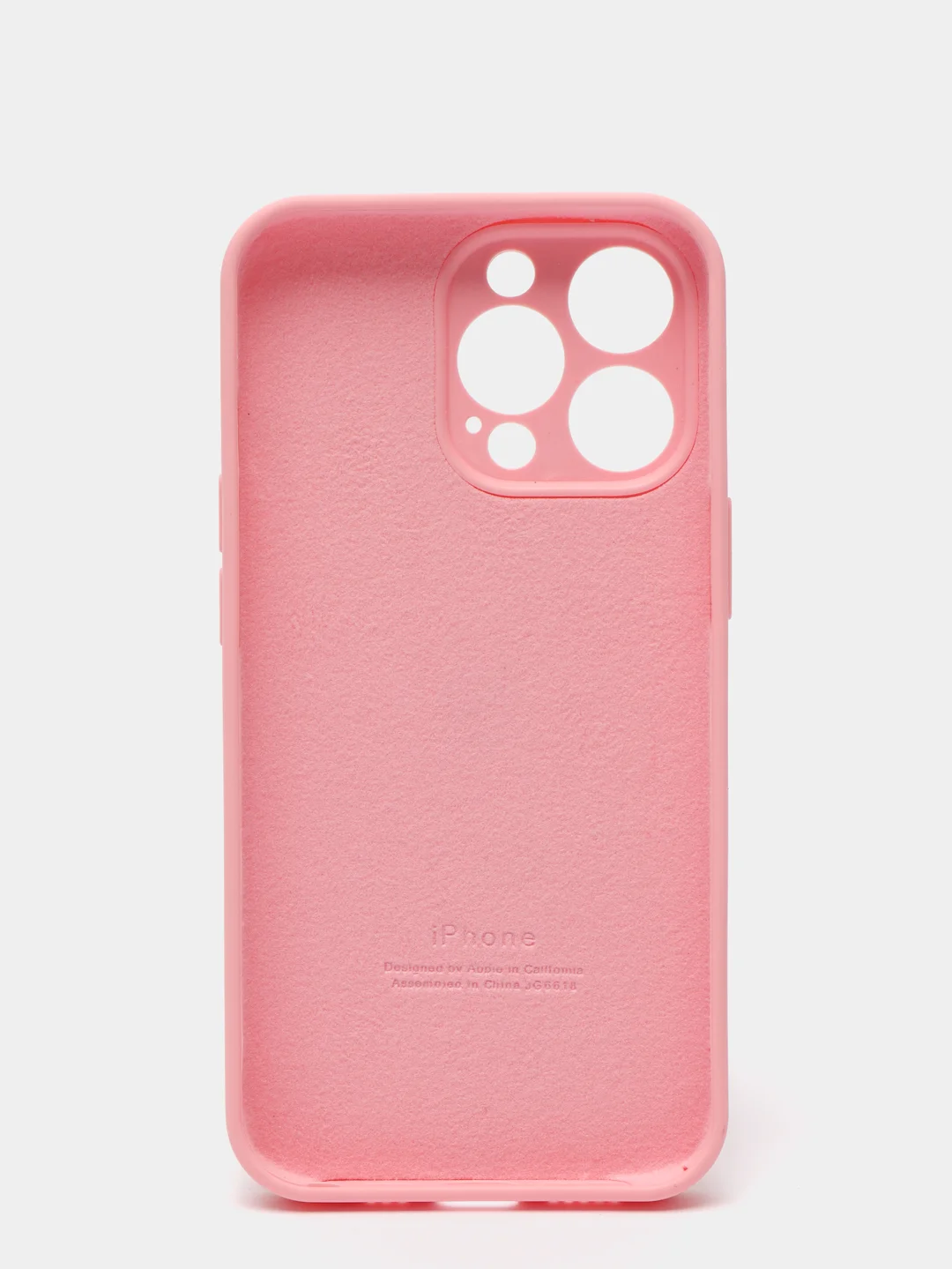 Розовый чехол Silicone Case для iPhone 13 Pro, с защитой камеры, закрытый низ