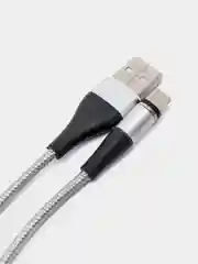 Серебряный usb кабель Twitch для быстрого заряда 2.4 А + магнитный коннектор micro, type c, Apple Ios