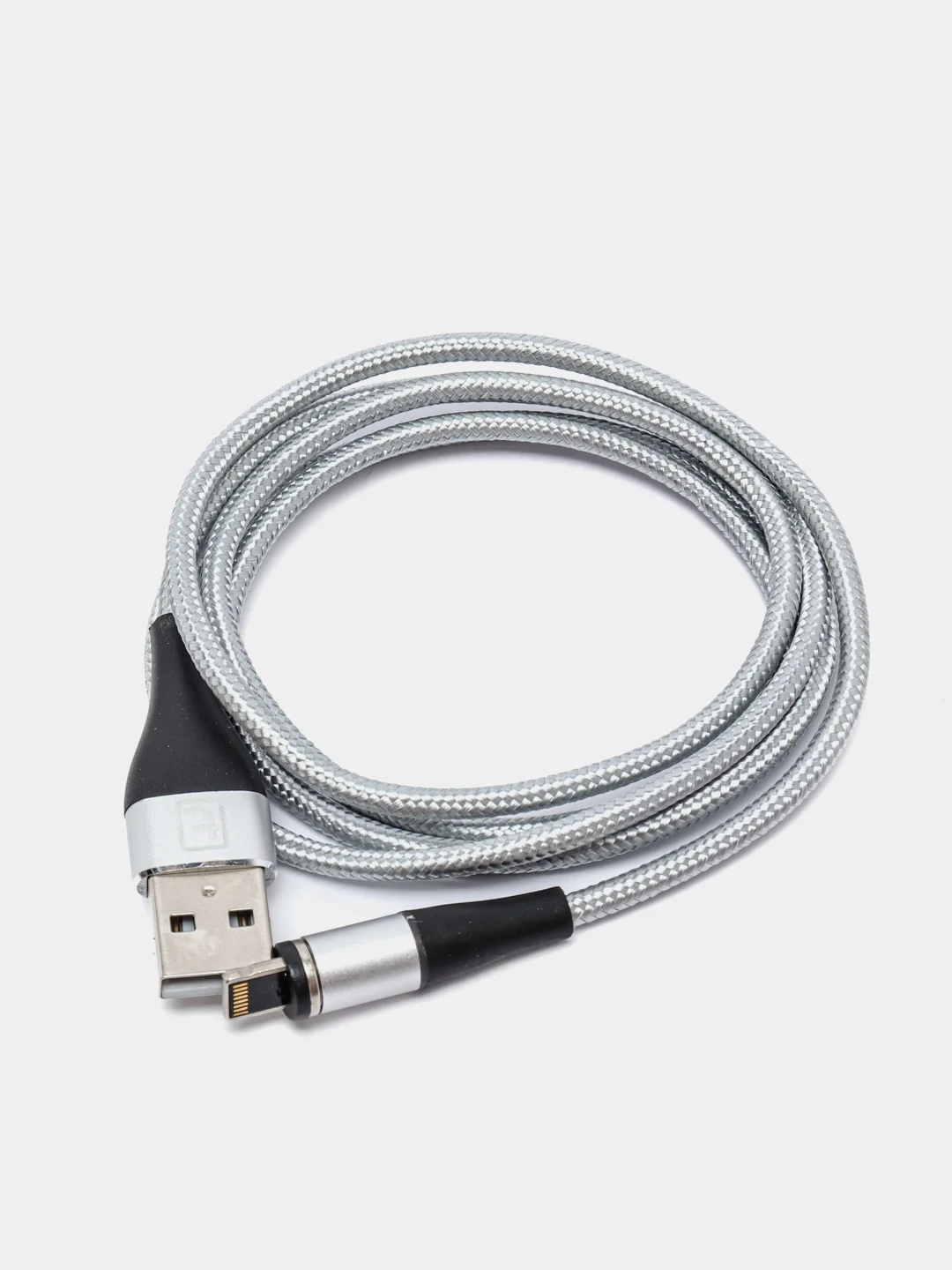 Серебряный usb кабель Twitch для быстрого заряда 2.4 А + магнитный коннектор micro, type c, Apple Ios