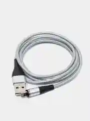 Серебряный usb кабель Twitch для быстрого заряда 2.4 А + магнитный коннектор micro, type c, Apple Ios
