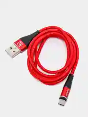 Красный usb кабель Twitch для быстрого заряда 2.4 А + магнитный коннектор micro, type c, Apple Ios