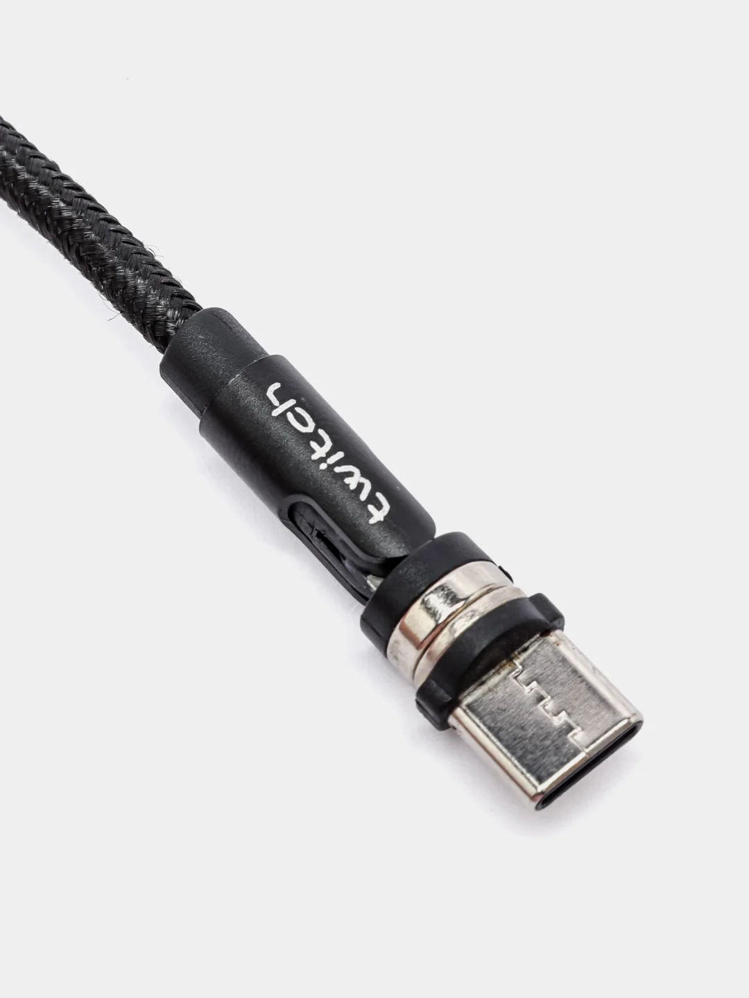 Черный usb кабель для зарядки магнитный Twitch 2.1 А 1 - метровый, поворот 180 градусов